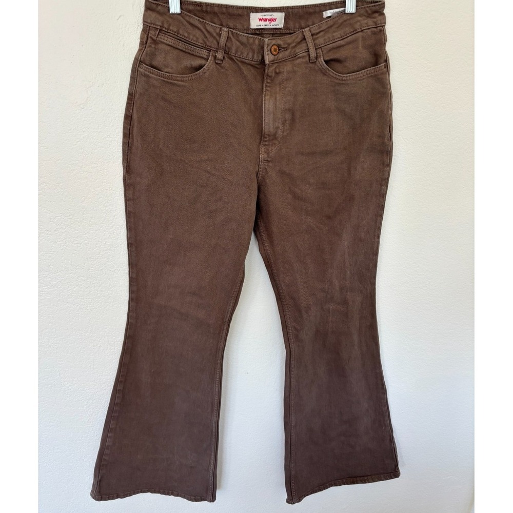 Wrangler Jeans 12 X 31 Brown High Rise Fierce Flare Denim Rodeo cowgirl Retro - Picture 2 of 16